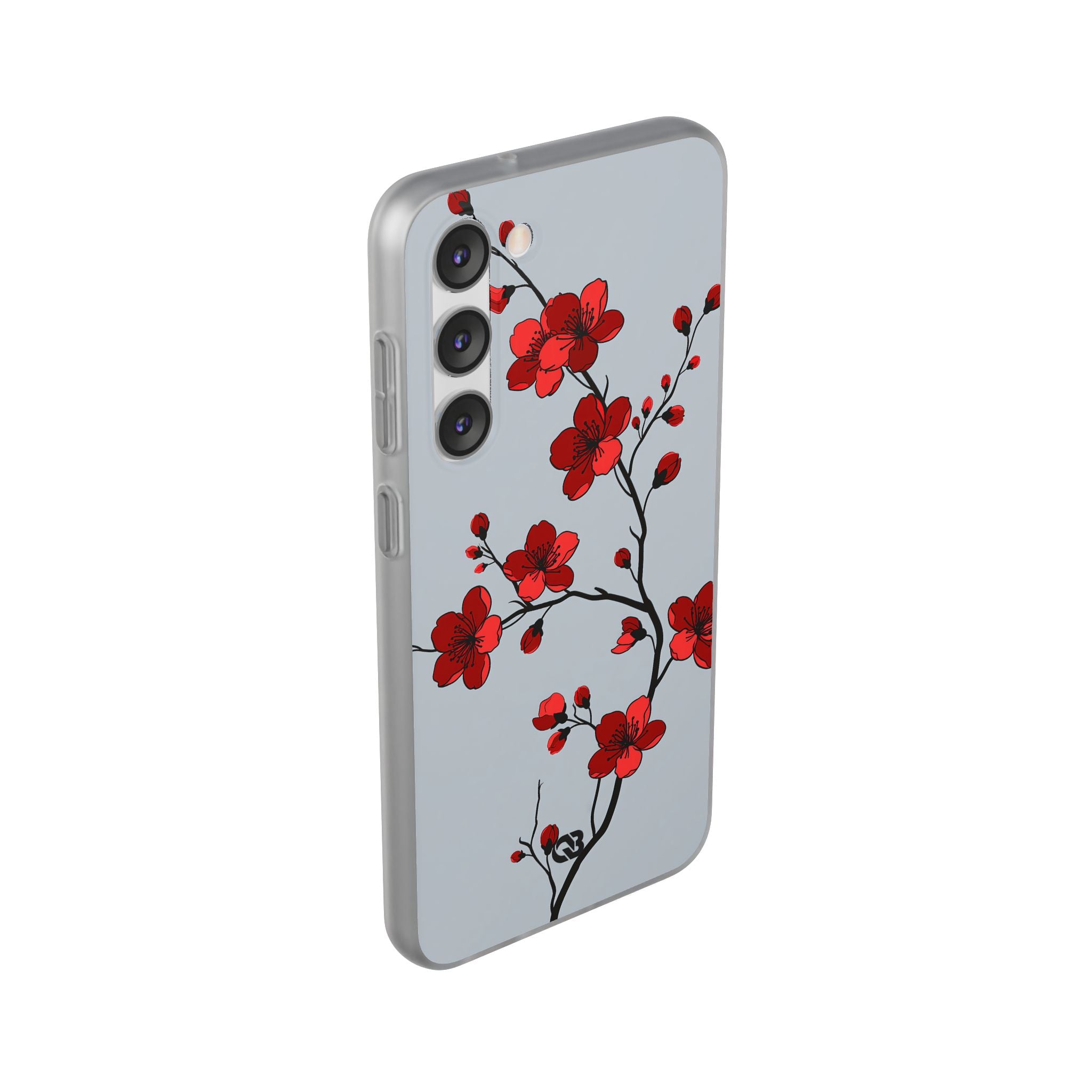 Grey Lite Phone Case for Samsung - Crimson Blossom Onyx