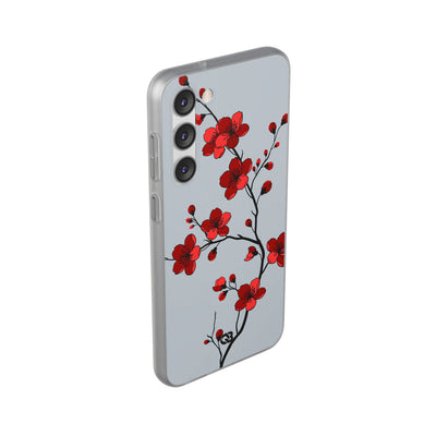 Grey Lite Phone Case for Samsung - Crimson Blossom Onyx