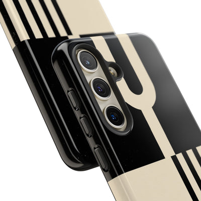 Black Tough Phone Case for Samsung - Ivory Signal Grid