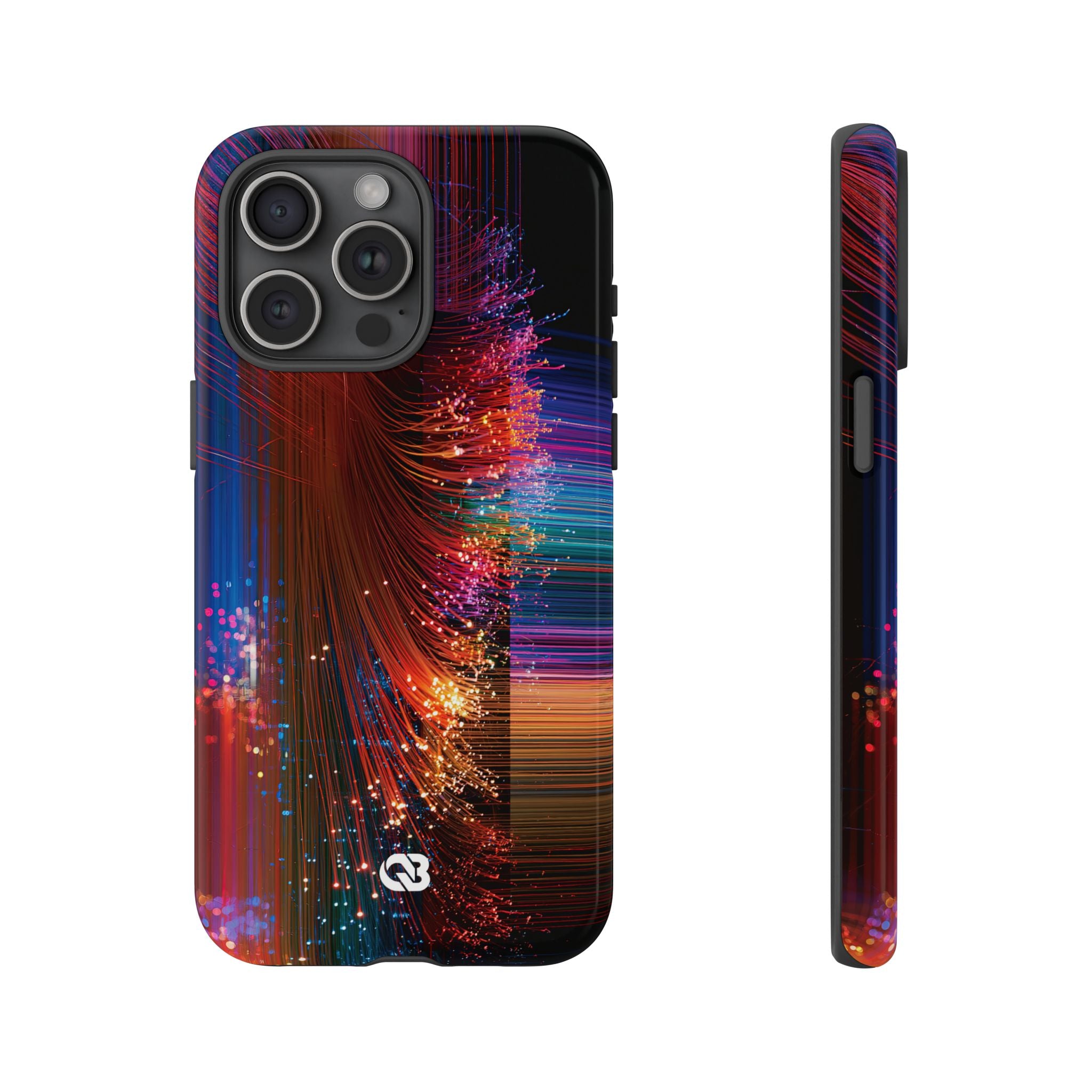 Black Tough Phone Case for iPhone - Cyber Optic Streak