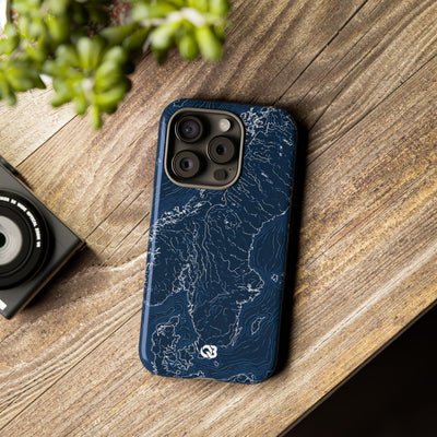 Nordic Contour Chart · Tough Phone Case for iPhone · Blue
