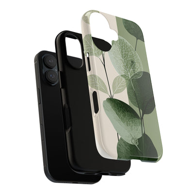 Green Tough Phone Case for iPhone - Sage Leaf Skeletals