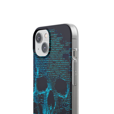 Cyan Glitch Skull · Soft Phone Case for iPhone