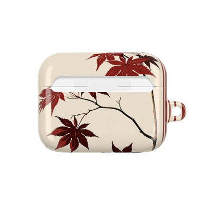 Crimson Maple Branch · Hard Case for AirPods & AirPods Pro · Beige