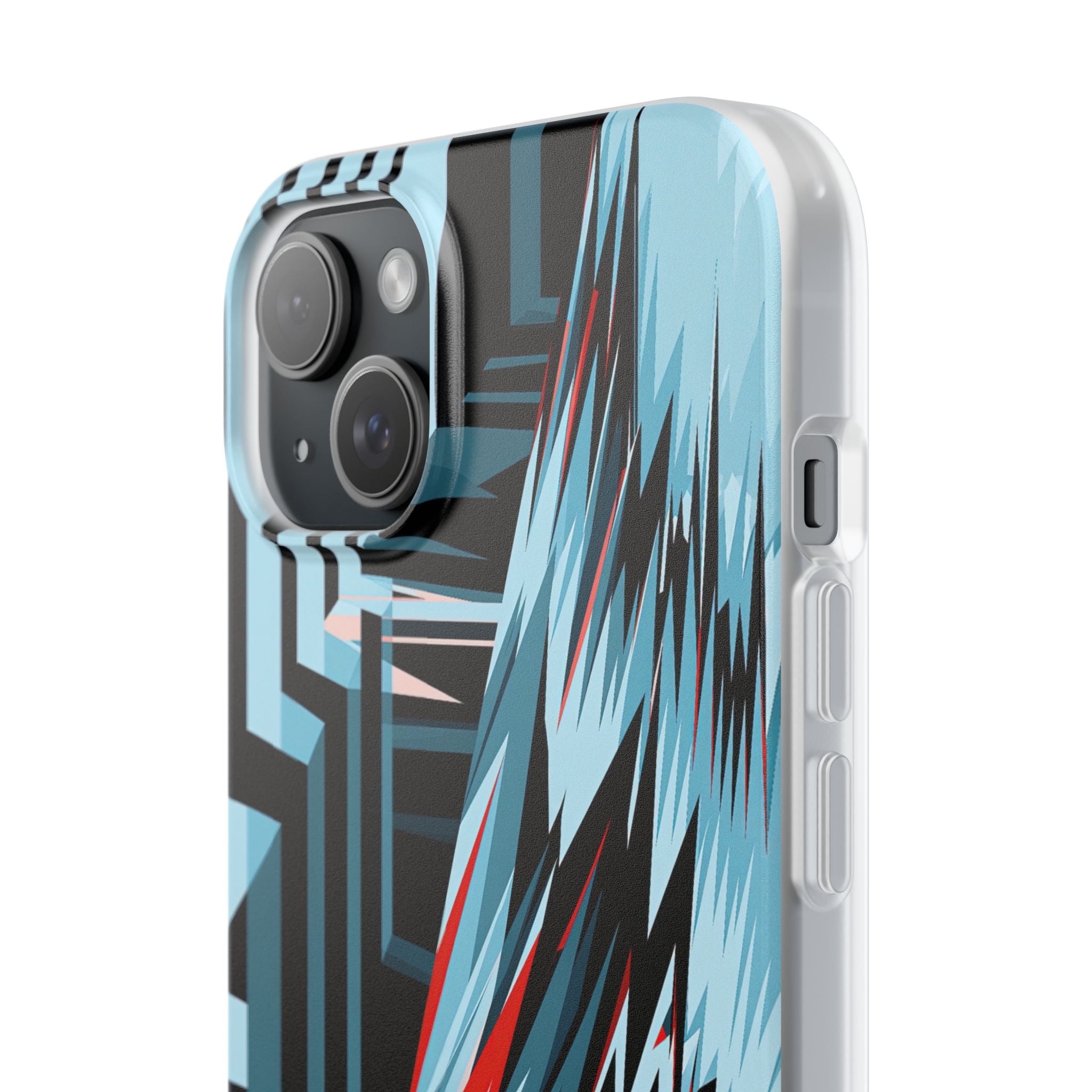 Blue Lite Phone Case for iPhone - Glitch Peak Cyan