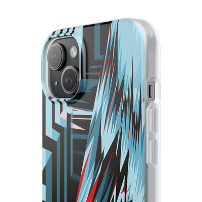 Blue Lite Phone Case for iPhone - Glitch Peak Cyan