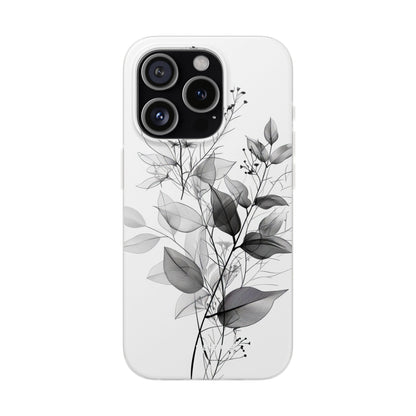 Veined Leaves Gray iPhone 15 Pro Case - Soft