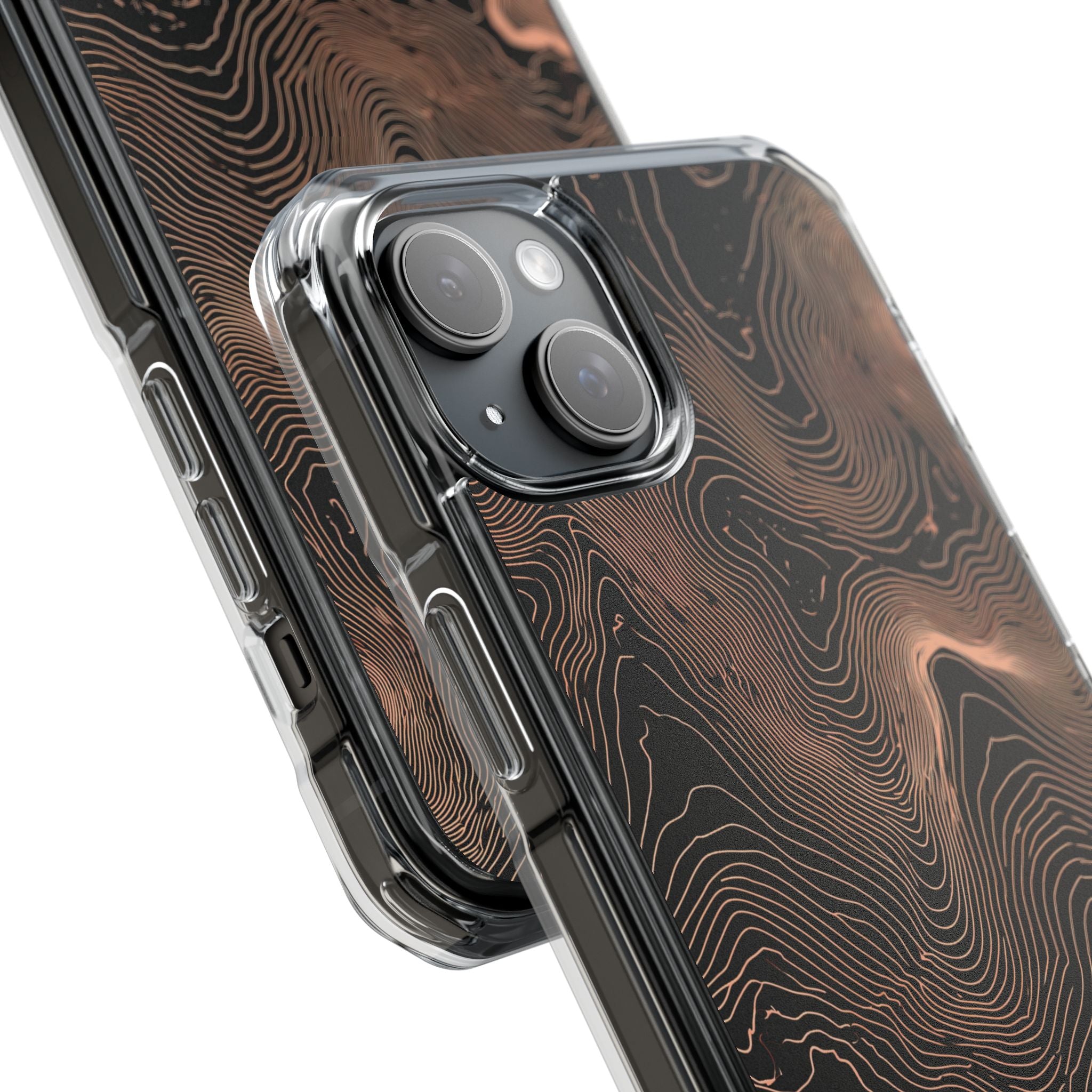 Orange Impact MagSafe Phone Case for iPhone - Salmon Ridge Topo