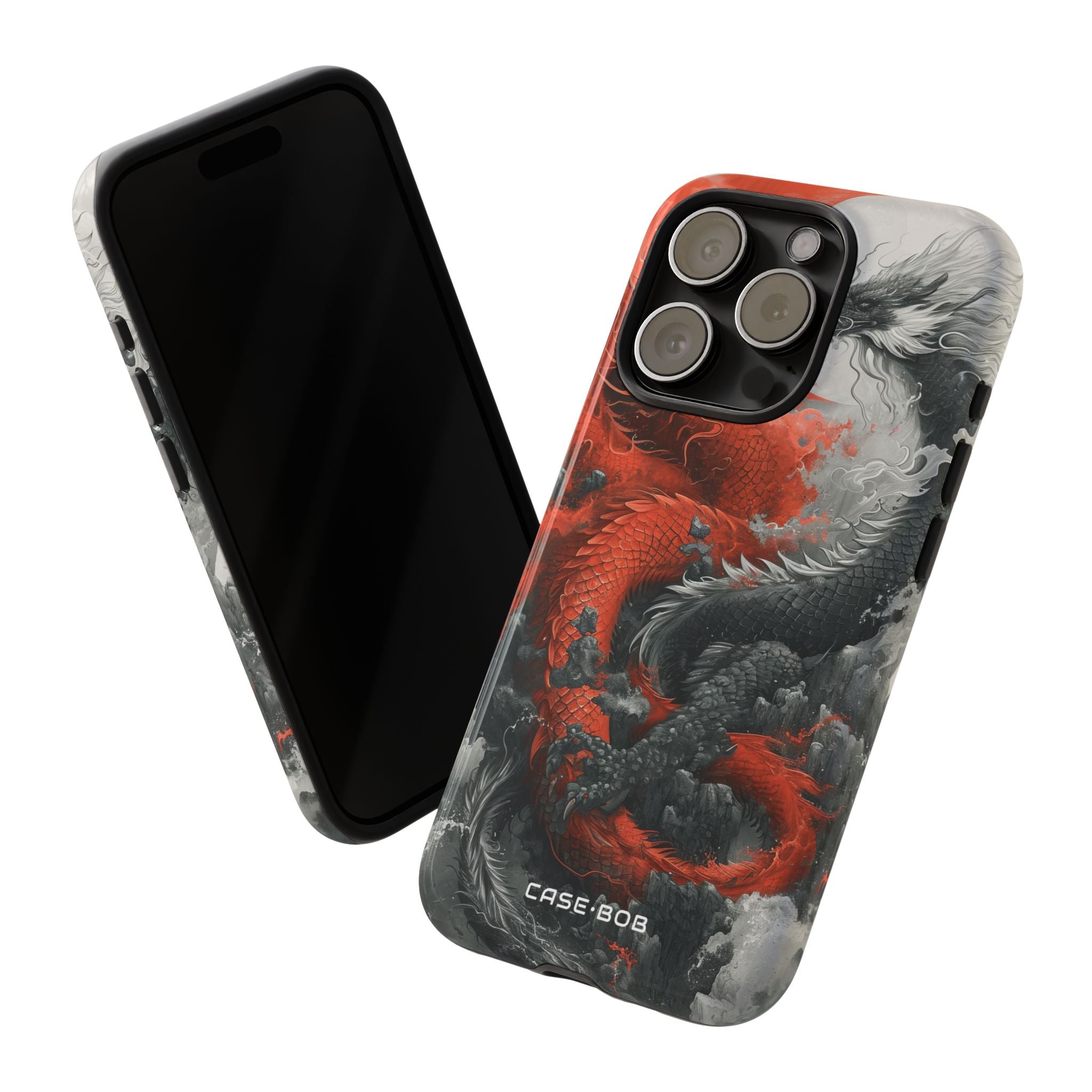 Twin Dragons Crimson iPhone 15 Pro Cover - Tough
