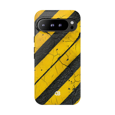 Cracked Hazard Stripes · Tough Phone Case for Google Pixel