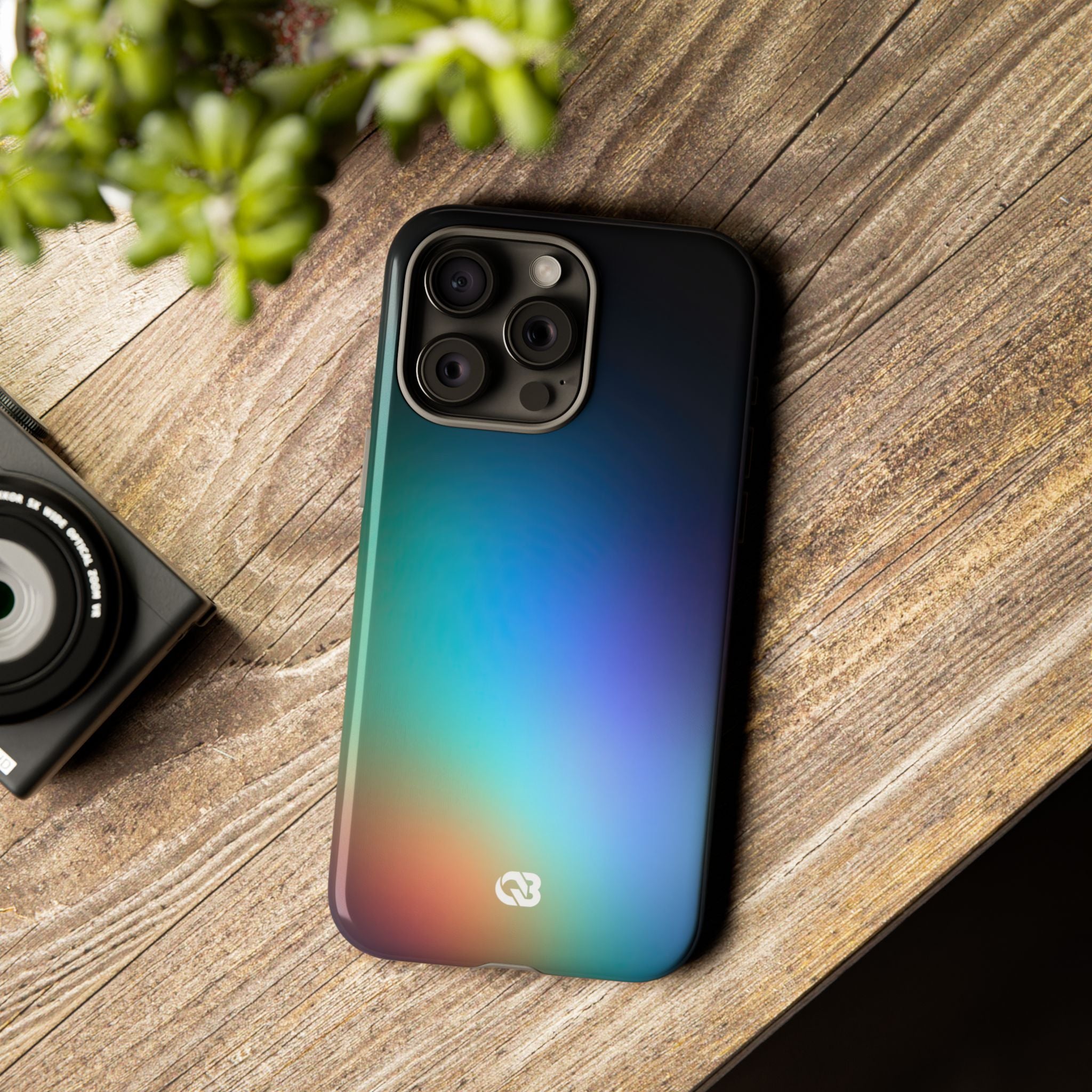 Black Tough Phone Case for iPhone - Electric Prism Grain
