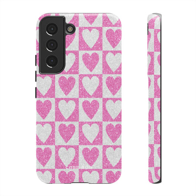 Glitter Herz Gitter Samsung S22 Case - Tough