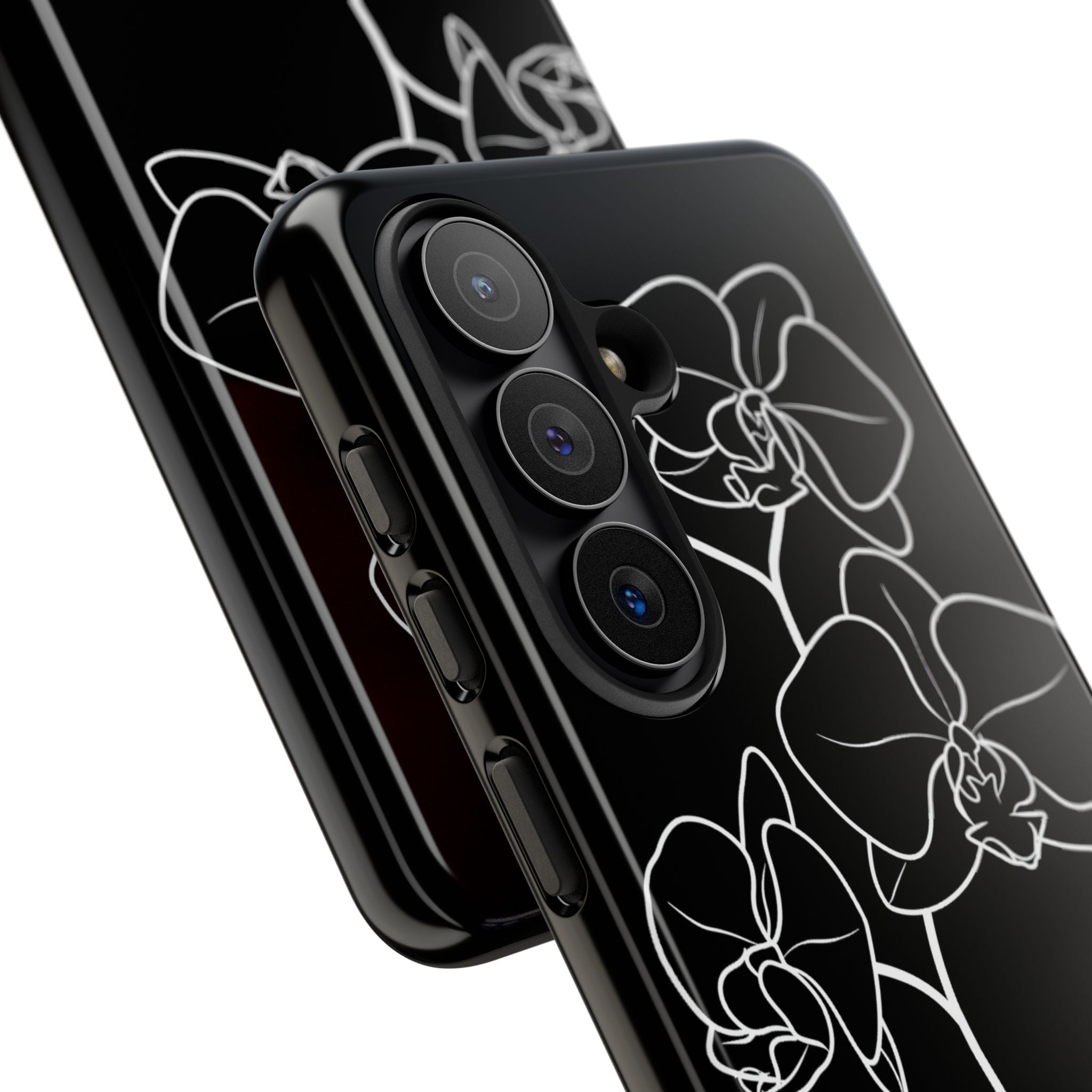 Black Tough Phone Case for Samsung - Noir Alabaster Orchid