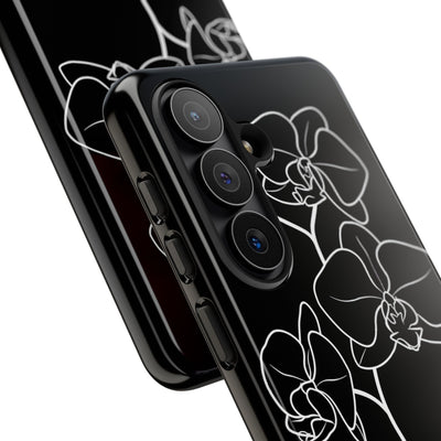 Black Tough Phone Case for Samsung - Noir Alabaster Orchid