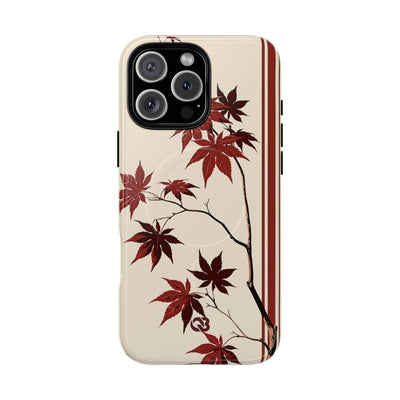 Red Tough 2.0 Magsafe Phone Case for iPhone - Crimson Momiji Stripe