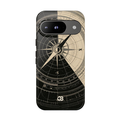 Beige Tough Phone Case for Google Pixel - Obsidian Nautical Blueprint