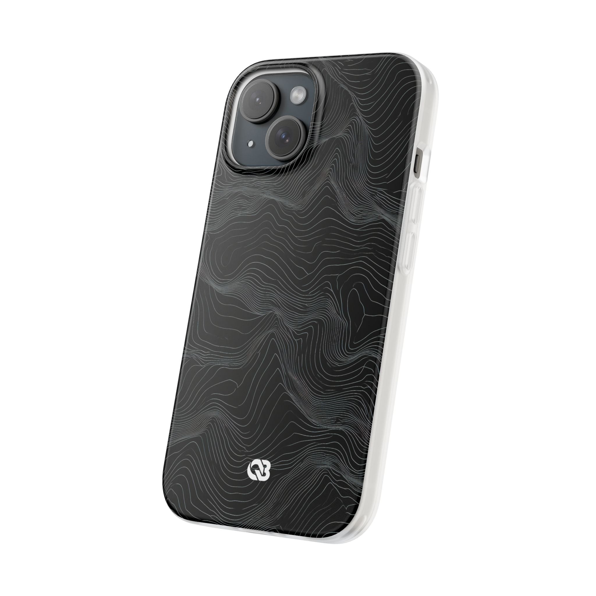 Black Lite Phone Case for iPhone - Obsidian Topo Wireframe