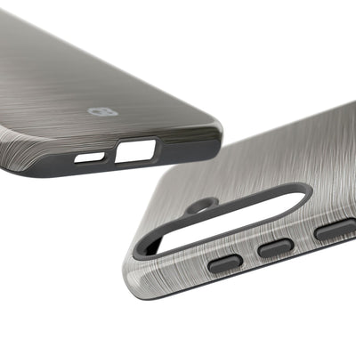 Grey Tough Phone Case for Samsung - Brushed Industrial Steel