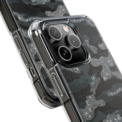 Glitter Shadow Camo · Clear Impact Magnetic Phone Case for iPhone · Black