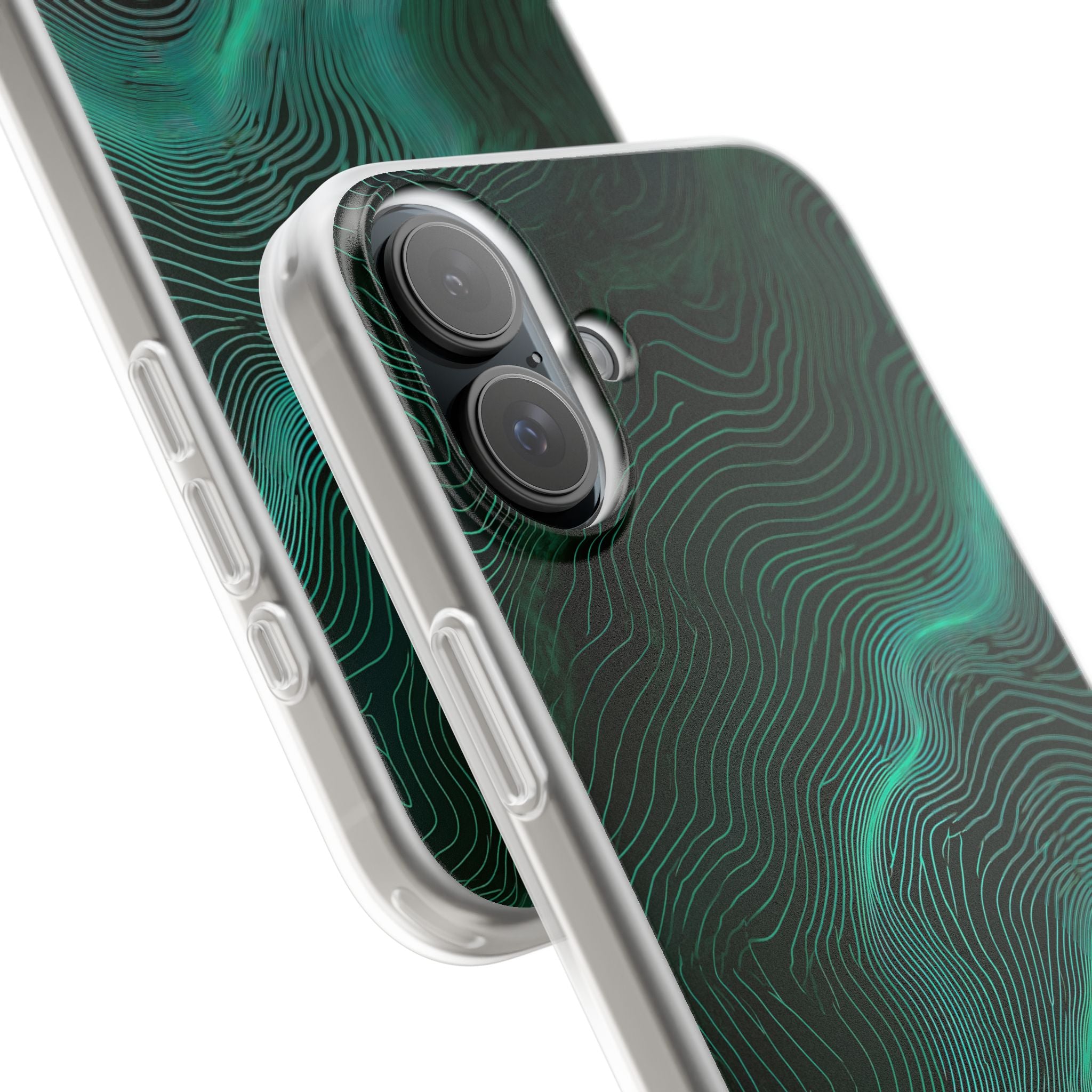 Teal Lite Phone Case for iPhone - Neon Jade Contour