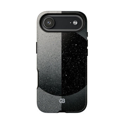 Black Tough Phone Case for iPhone - Lunar Static Orbit