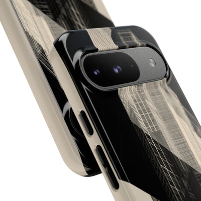 Beige Tough Phone Case for Google Pixel - Monolith Urban Grid