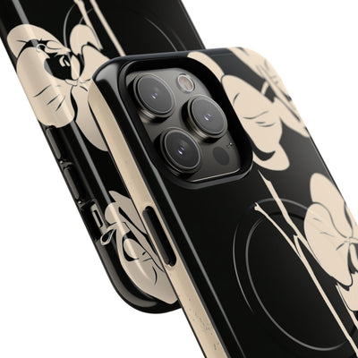Black Tough 2.0 Magsafe Phone Case for iPhone - Obsidian Bone Orchid