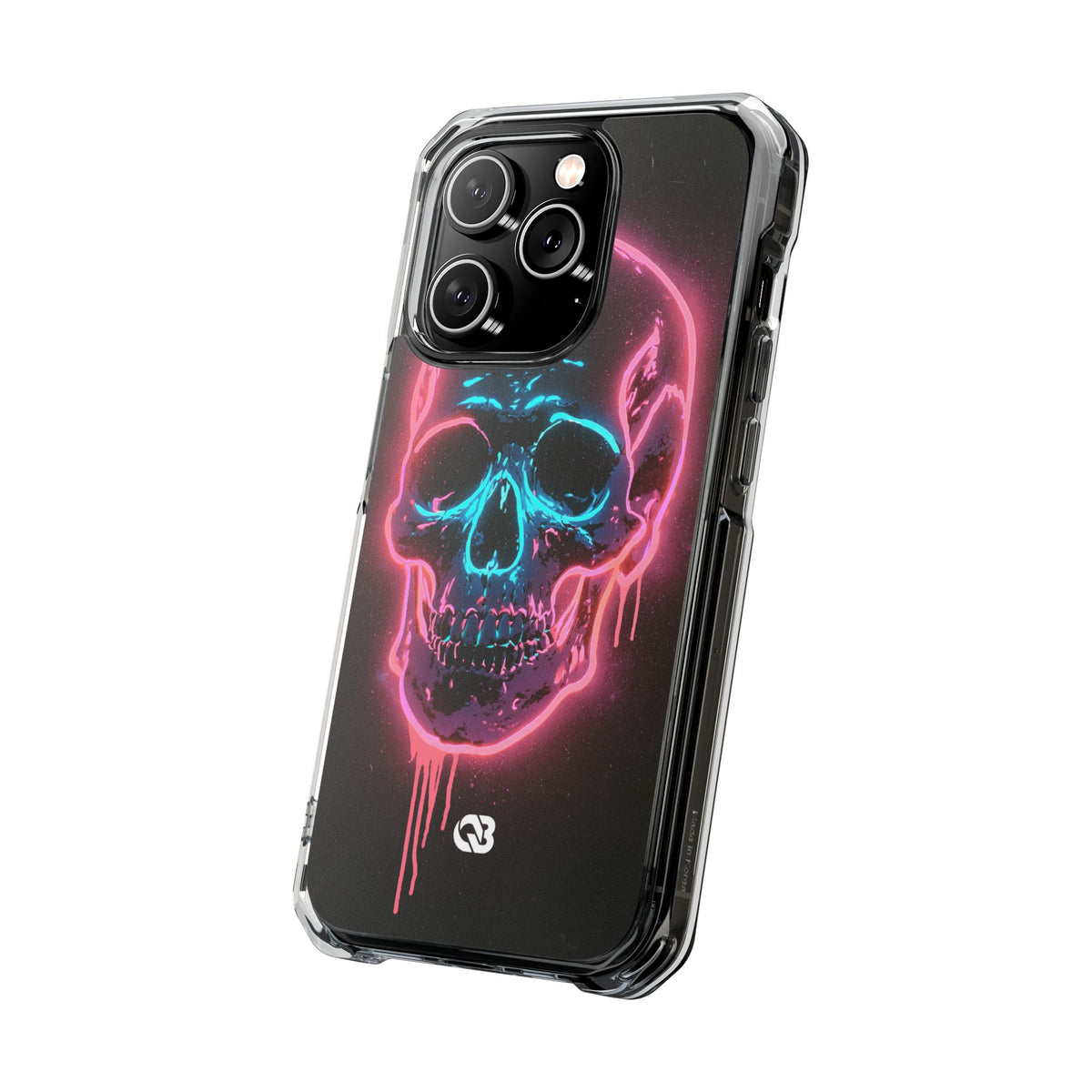 Neon Drip Skull · Clear Impact Magnetic Phone Case for iPhone · Black