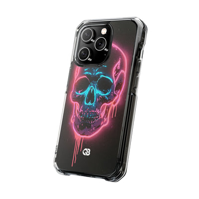 Neon Drip Skull · Clear Impact Magnetic Phone Case for iPhone · Black