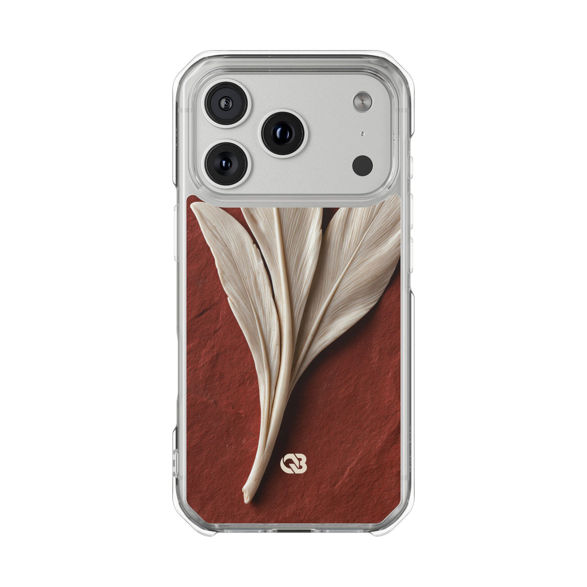 Carved Ivory Plume · Clear Impact Magnetic Phone Case for iPhone · Red