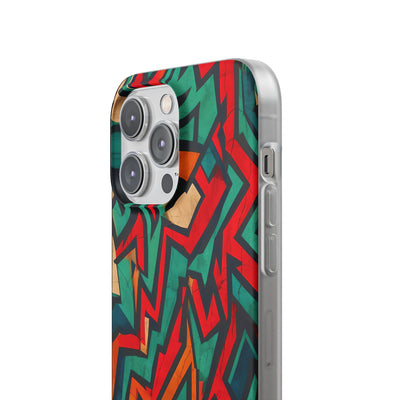 Jagged Teal Static · Soft Phone Case for iPhone