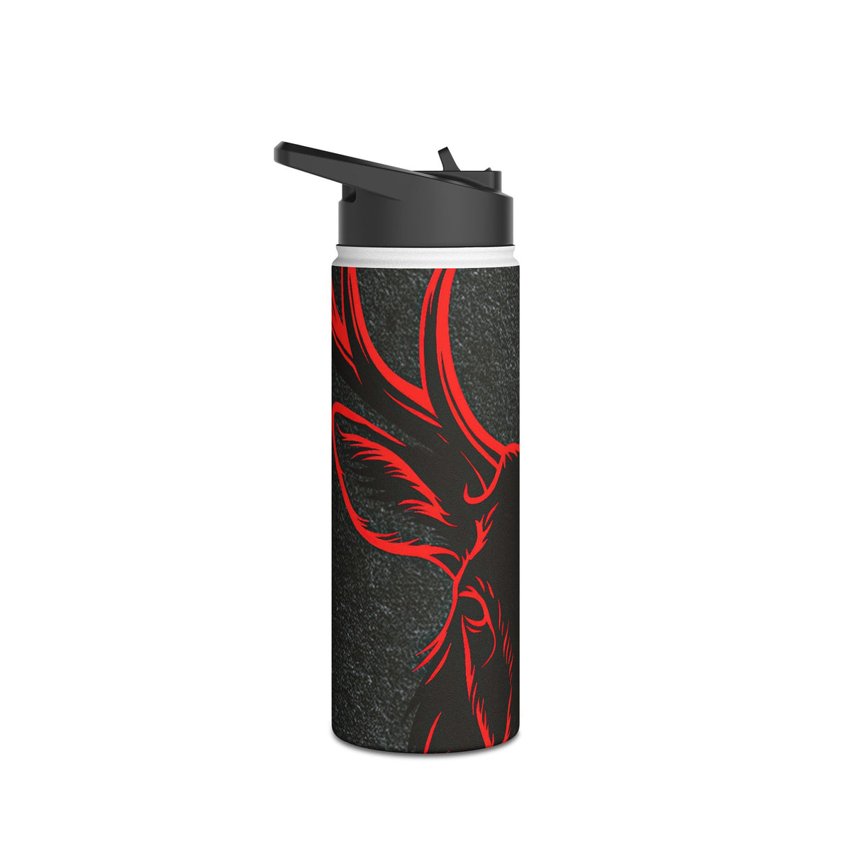 Nordic Crimson Stag · Insulated Water Bottle · Black