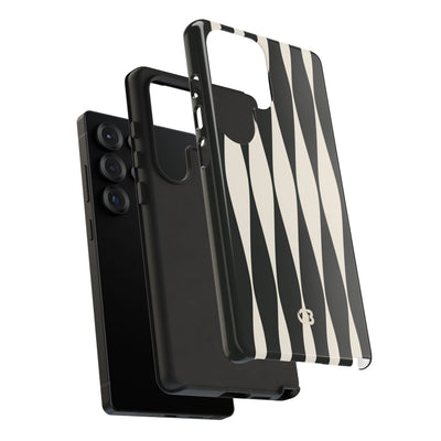 Black Tough Phone Case for Samsung - Ivory Spindle Grid