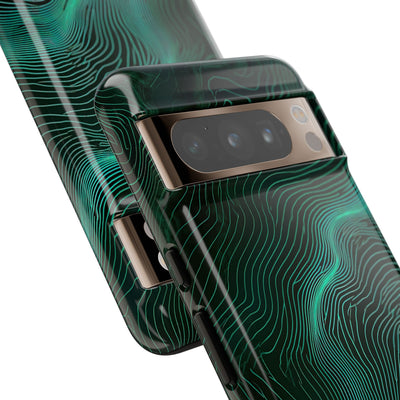 Teal Tough Phone Case for Google Pixel - Neon Jade Contour