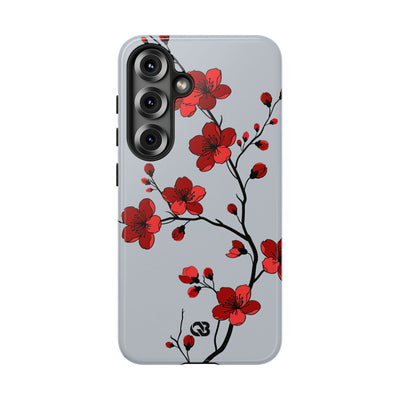 Grey Tough Phone Case for Samsung - Crimson Blossom Onyx
