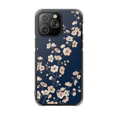 Blue Impact MagSafe Phone Case for iPhone - Midnight Peach Sakura