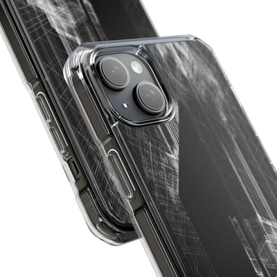 Black Impact MagSafe Phone Case for iPhone - Ghost Urban Wireframe
