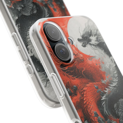 Twin Dragons Crimson iPhone 16 Case - Soft