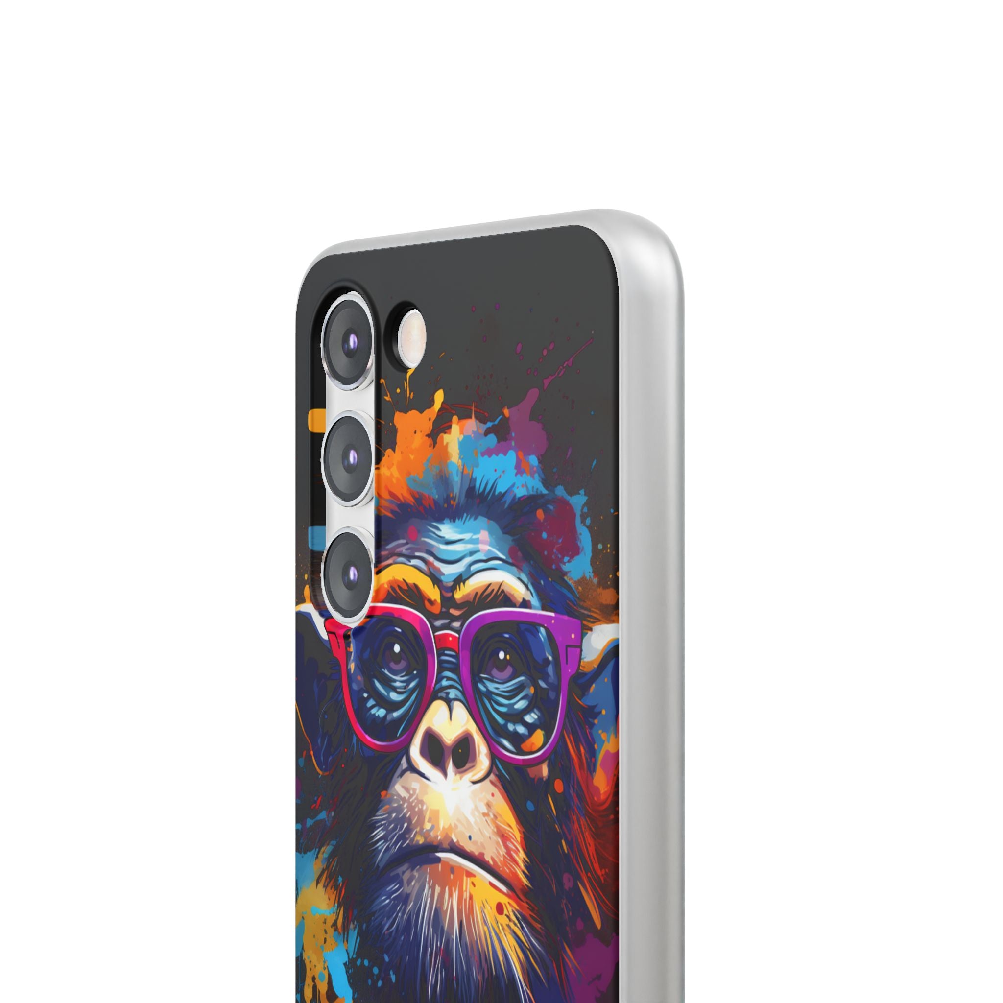 Neon Splatter Primate · Soft Telefoncover til Samsung
