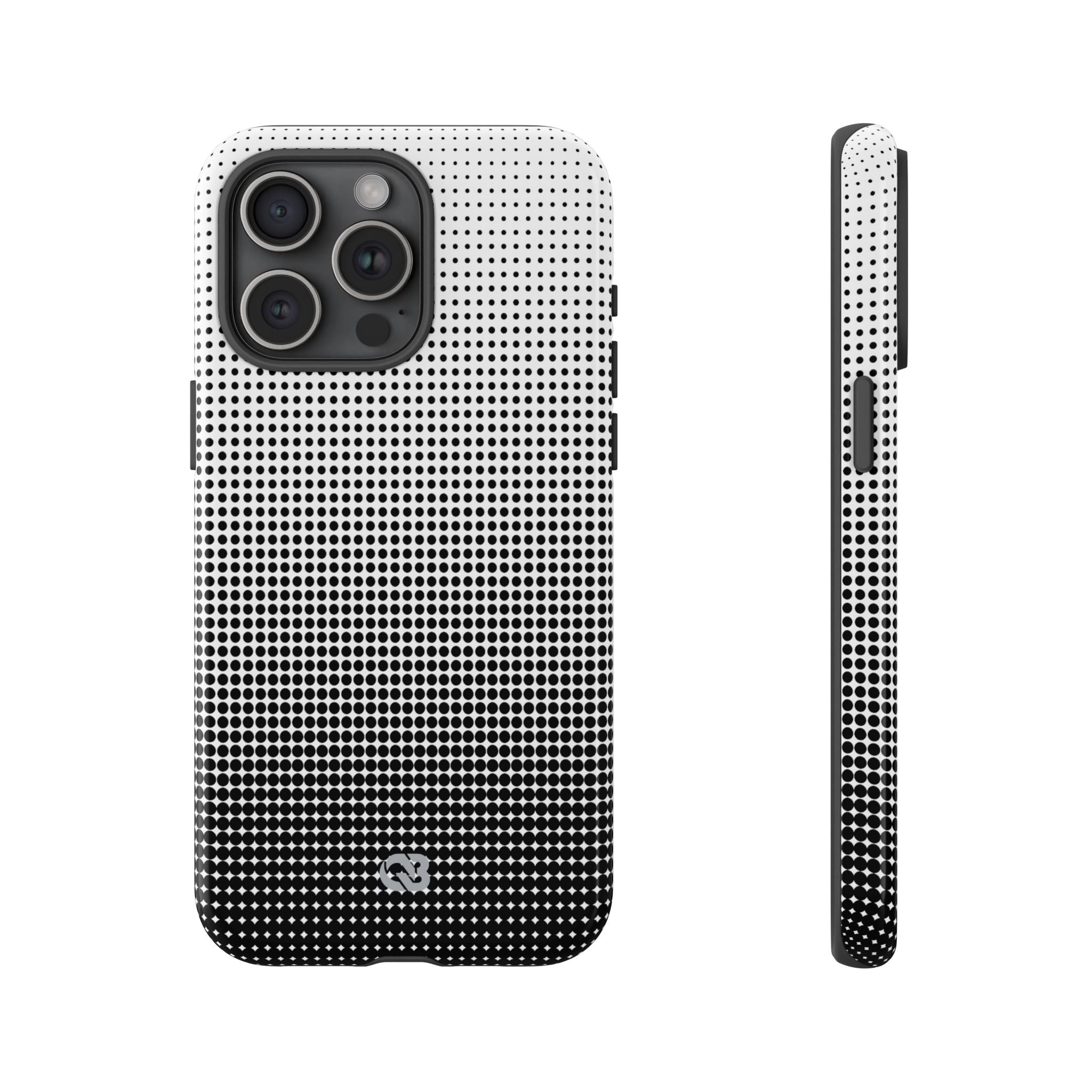Black Tough Phone Case for iPhone - Obsidian Halftone Flux