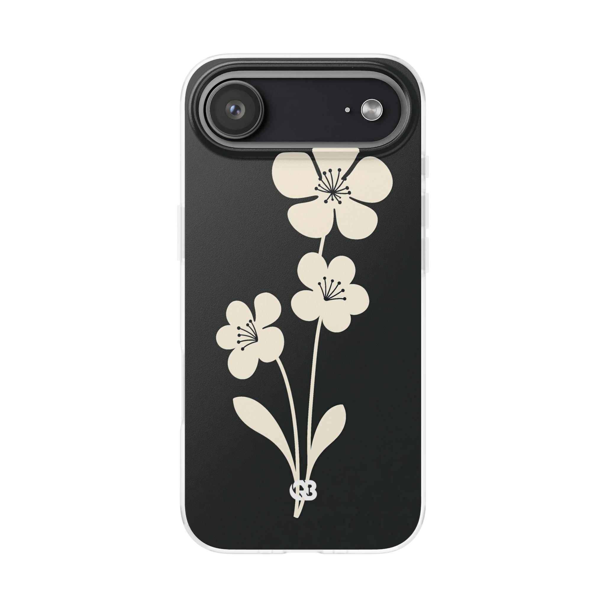 Black Lite Phone Case for iPhone - Obsidian Cream Bloom