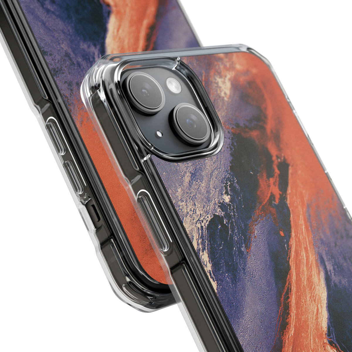 Solar Aura Drift · Clear Impact Magnetic Phone Case for iPhone · Orange