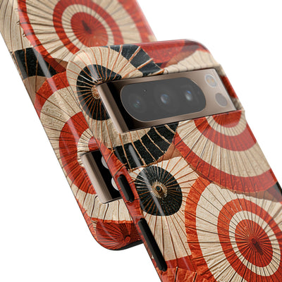Vermilion Wagasa Motif · Tough Phone Case for Pixel ·  Red