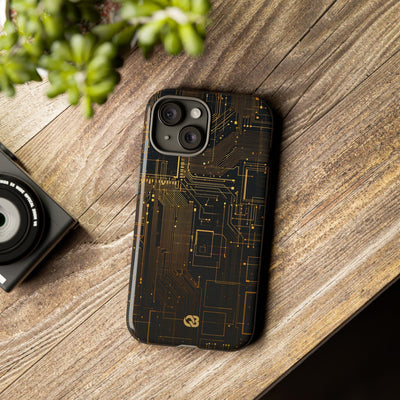 Gold Tough Phone Case for iPhone - Amber Core Mainframe