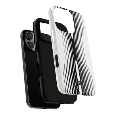 White Tough Phone Case for iPhone - Kinetic Mono Distortion