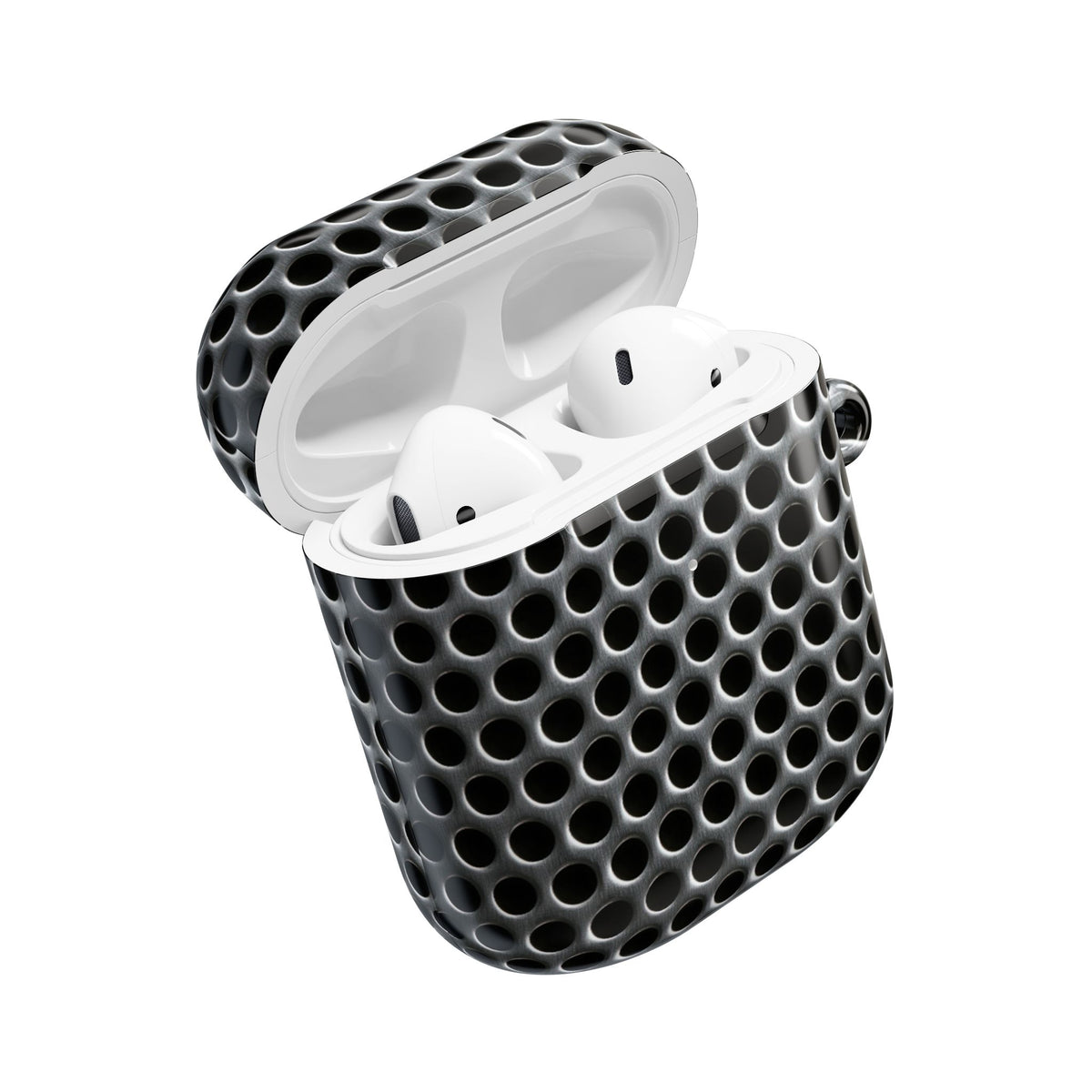 Brushed Perforated Steel · Hard Case for AirPods & AirPods Pro · Silver