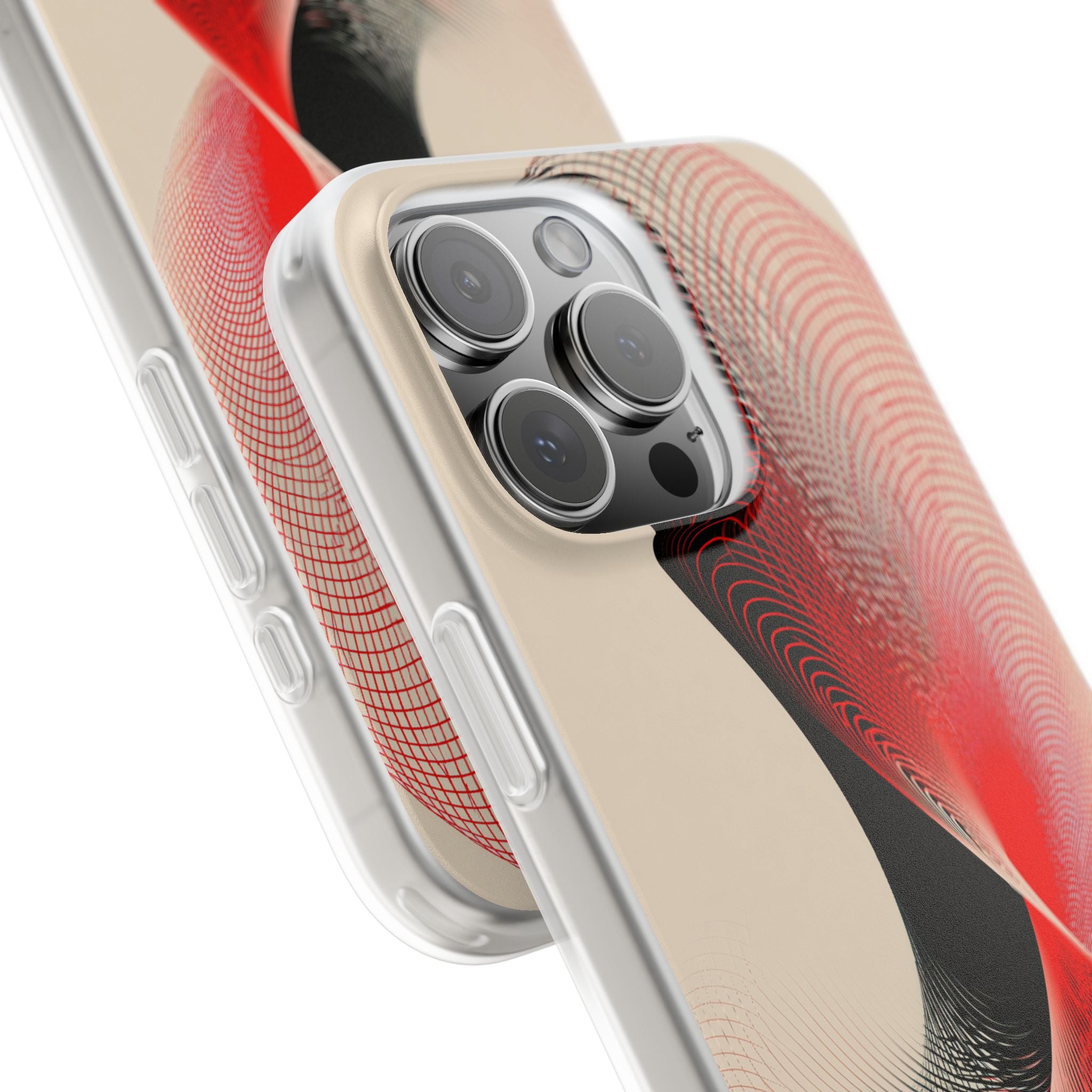 Red Lite Phone Case for iPhone - Crimson Grid Vortex