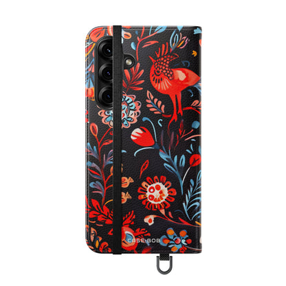 Folk Bird Flame - Samsung S25+ Case - Wallet