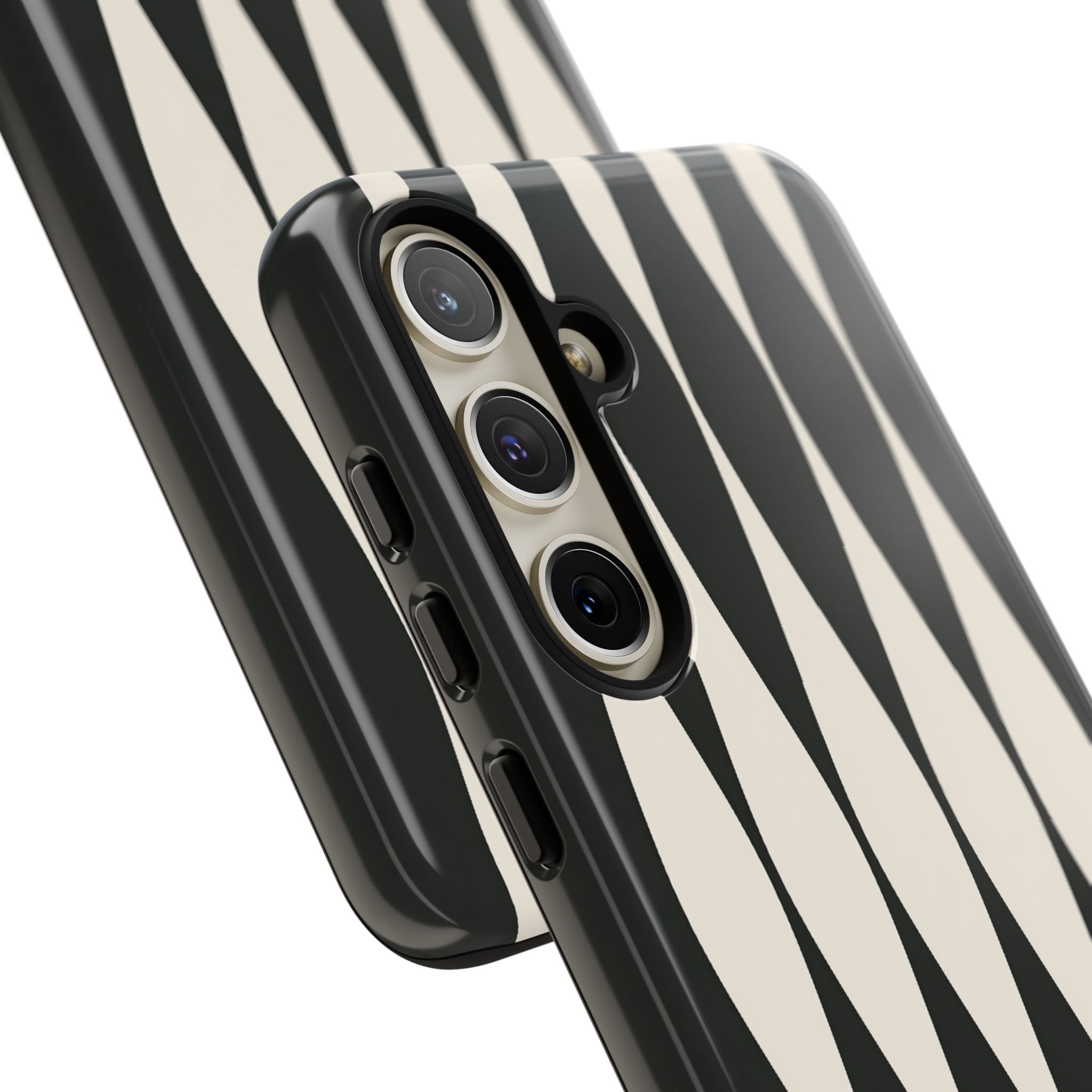 Black Tough Phone Case for Samsung - Ivory Spindle Grid