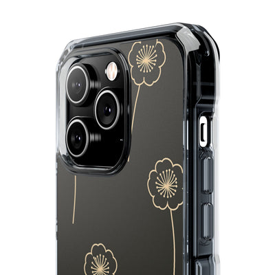 Black Impact MagSafe Phone Case for iPhone - Obsidian Sand Petals